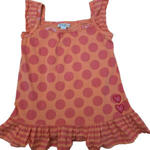 NaartjieKids Orange Polka Dot Sleeveless Dress with Striped Ruffle Hem&Heart L-8